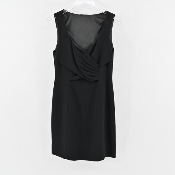 ELIE TAHARI Dress Size 8 Black Scoop Neck Pleated Front Detail Sleeveless Mini - Picture 2 of 13